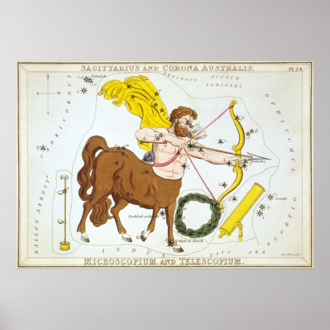 Sagittarius Astrological Teckning Poster (Framsidan)