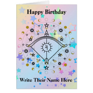 Sagittarius Astrology Birthday Card 22-Dec 21 Hälsningskort