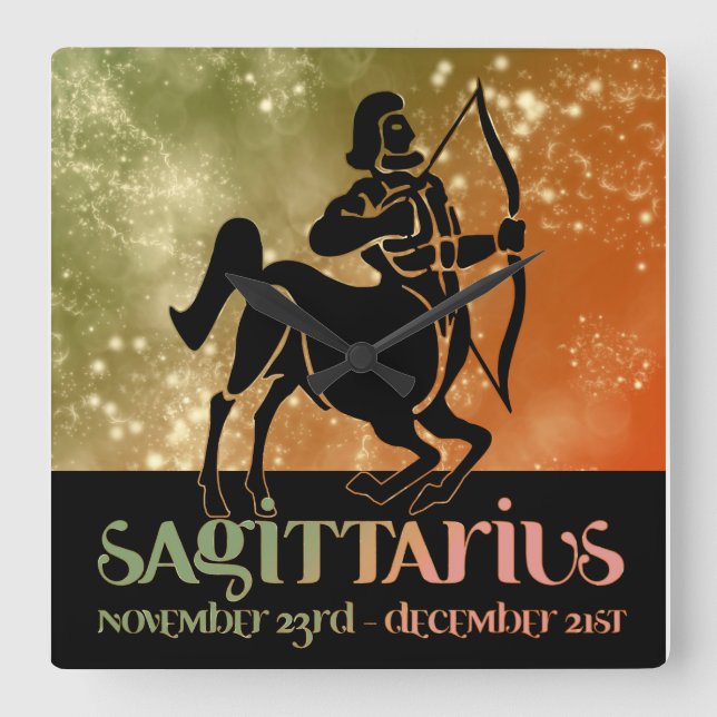 Sagittarius Astrology Zodiac d1 Wall Clock 3 Fyrkantig Klocka (Framsida)