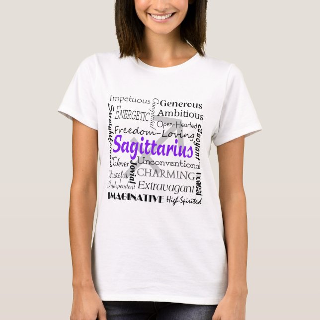 Sagittarius Astrology Zodiac Horoscope Collage T Shirt (Framsida)
