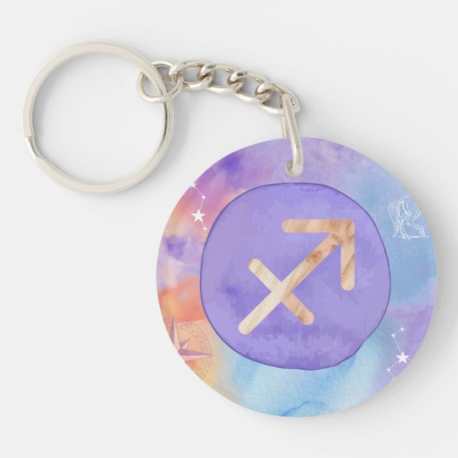 Sagittarius Astrology Zodiac Wanderers Keychain (Framsidan)
