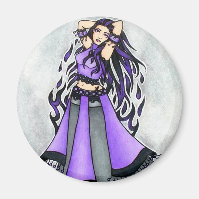 Sagittarius Belly Dancer Lila Magnet (Framsidan)