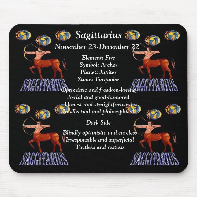 Sagittarius Birth Sign Zodiac Mouse Pad Musmatta (Framsidan)