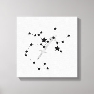 Sagittarius black & silver konstellation zodiac canvastryck