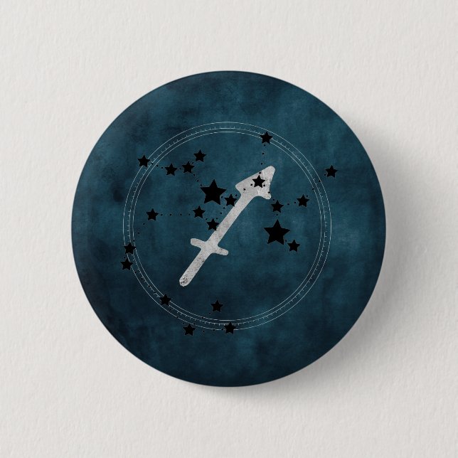 Sagittarius black & silver konstellation zodiac knapp (Framsida)