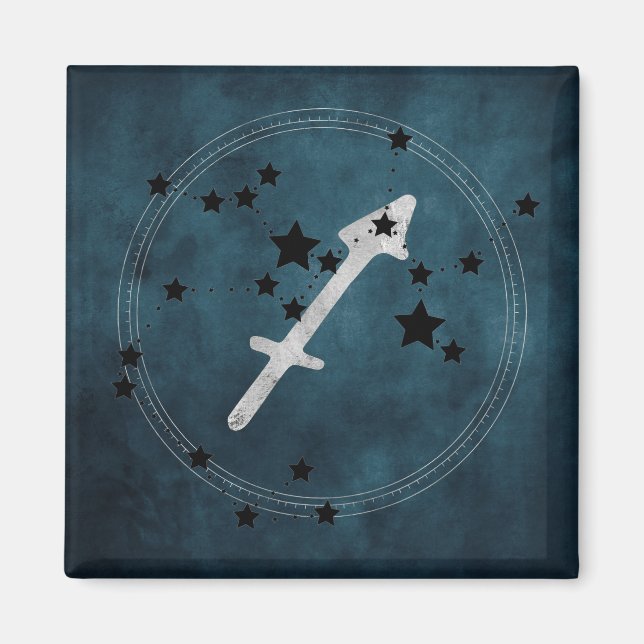 Sagittarius black & silver konstellation zodiac magnet (Framsidan)