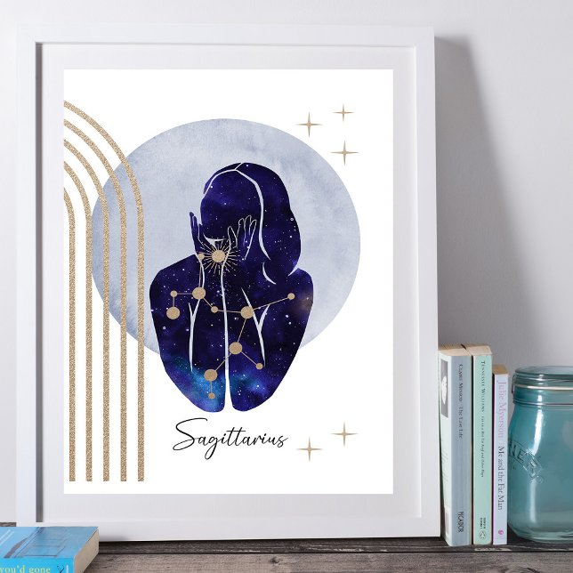 Sagittarius Blue Feminine Zodiac Design Poster (Skapare uppladdad)
