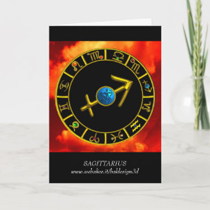 SAGITTARIUS Blue,Guld Zodiac Birthday Chart Kort