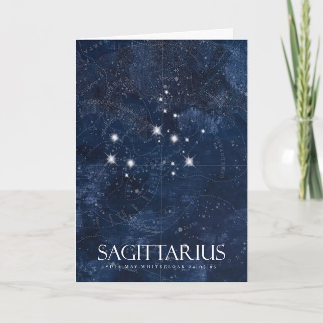 Sagittarius Card med namn, stjärntecken zodiak Helgkort (Framsida)