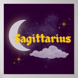 Sagittarius Celestial Måne Cloud Stars Astrology Poster