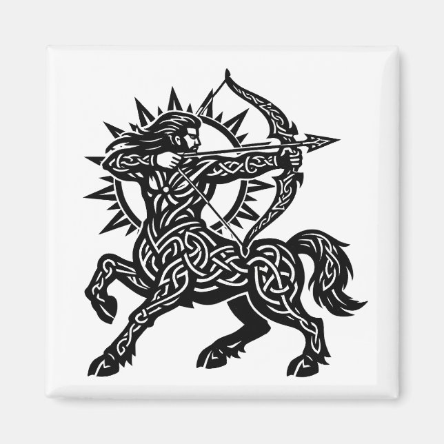 Sagittarius Centaur Archer — Mythic Zodiac Inkwork Magnet (Framsidan)