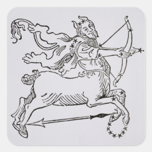 Sagittarius (centrumet) en illustration från fyrkantigt klistermärke