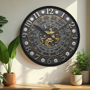 Sagittarius Clock, zodiaktecken, gems, Astrologi Rund Klocka