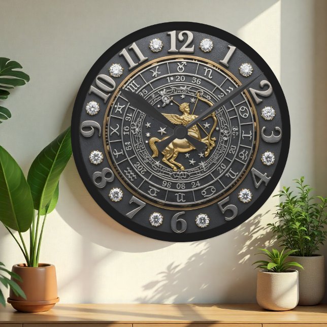 Sagittarius Clock, zodiaktecken, gems, Astrologi Rund Klocka (Sagittarius Wall Clock)