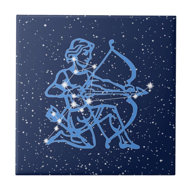 Sagittarius Constellation and Sol Sign with Stars Kakelplatta (Framsidan)