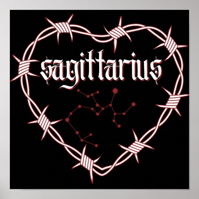 Sagittarius Constellation Gothic Mörk Celestial Poster (Framsidan)
