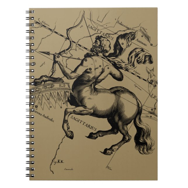 Sagittarius Constellation Hevelius 1690 Engrave Anteckningsbok (Framsidan)