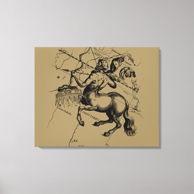Sagittarius Constellation Hevelius 1690 Engrave Canvastryck (Framsida)