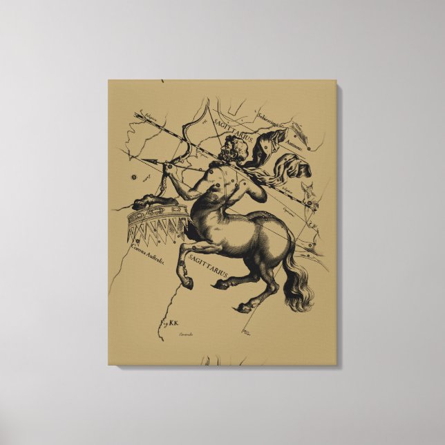 Sagittarius Constellation Hevelius 1690 Engrave Canvastryck (Framsida)