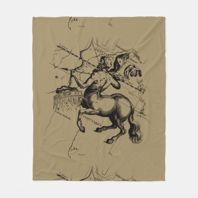Sagittarius Constellation Hevelius 1690 Engrave Fleecefilt (Framsidan)