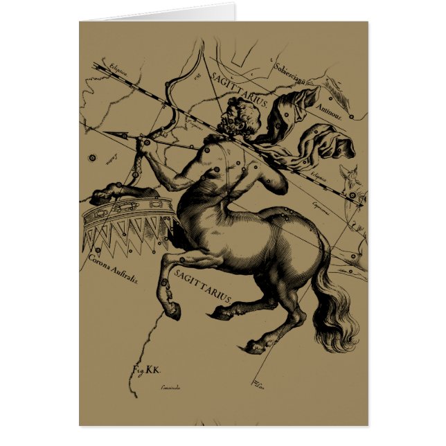 Sagittarius Constellation Hevelius 1690 Engrave Hälsningskort (Framsidan)
