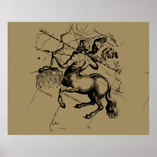 Sagittarius Constellation Hevelius 1690 Engrave Poster