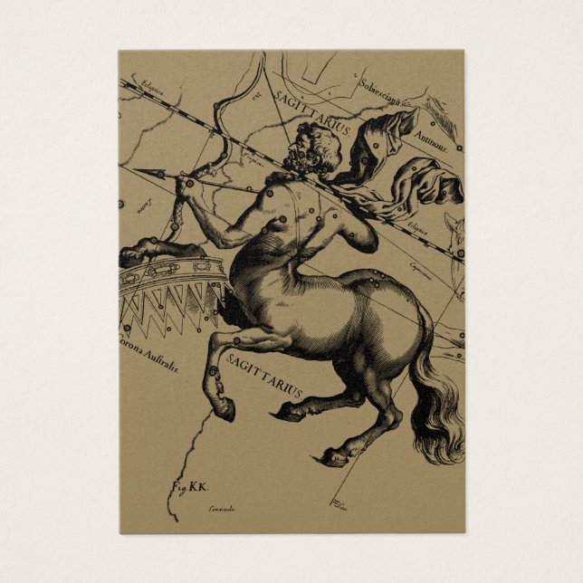 Sagittarius Constellation Hevelius 1690 Engrave Visitkort (Framsidan)