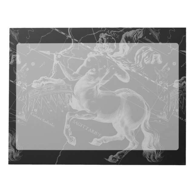 Sagittarius Constellation Hevelius Karta på Black Anteckningsblock (Framsida)