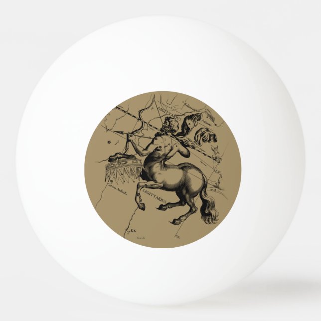 Sagittarius Constellation Karta av Hevelius Pingisboll (Framsidan)