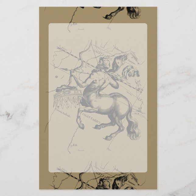 Sagittarius Constellation Karta Engrave Hevelius Brevpapper (Framsida)