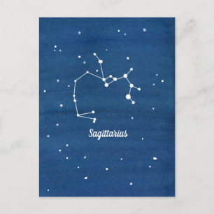 Sagittarius Constellation Night Himmel Indigo Vykort