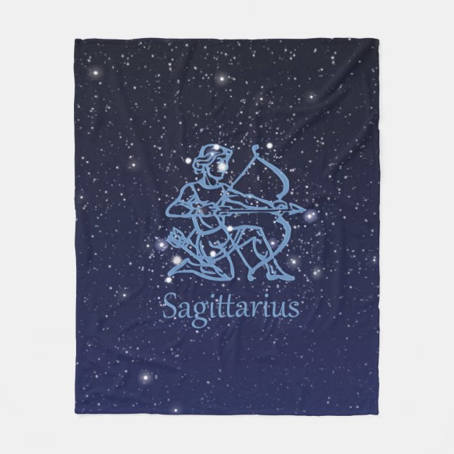 Sagittarius Constellation & Zodiac-tecken med stjä Fleecefilt (Framsidan)