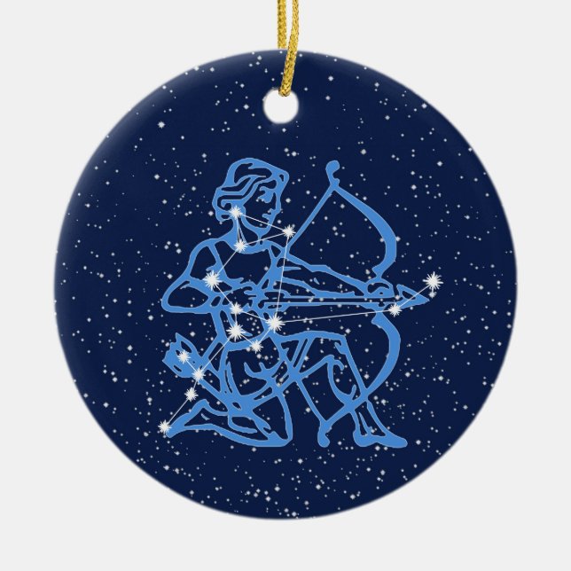 Sagittarius Constellation & Zodiac-tecken med stjä Julgransprydnad Keramik (Framsidan)
