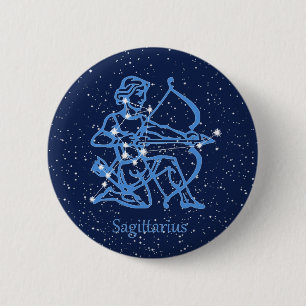 Sagittarius Constellation & Zodiac-tecken med stjä Knapp