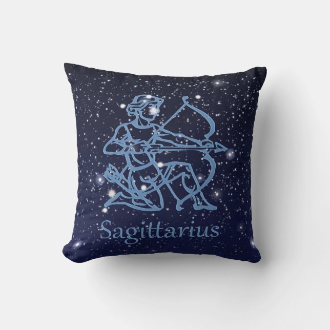 Sagittarius Constellation & Zodiac-tecken med stjä Kudde (Framsida)