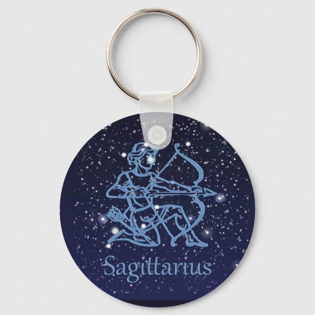 Sagittarius Constellation & Zodiac-tecken med stjä Nyckelring (Framsida)