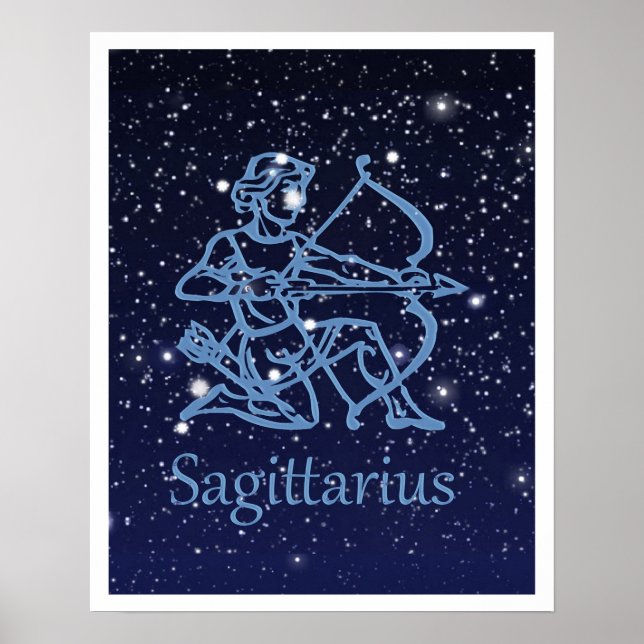 Sagittarius Constellation & Zodiac-tecken med stjä Poster (Framsidan)