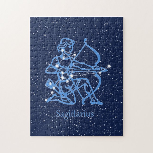 Sagittarius Constellation & Zodiac-tecken med stjä Pussel (Vertikal)