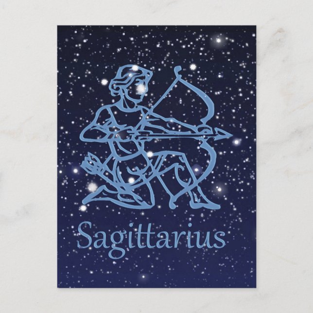 Sagittarius Constellation & Zodiac-tecken med stjä Vykort (Framsida)