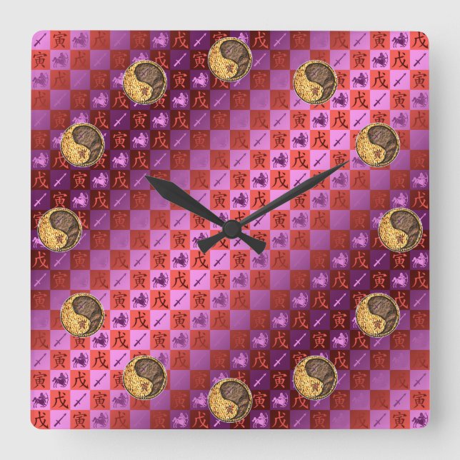 Sagittarius & Earth Tiger Fyrkantig Klocka (Framsida)