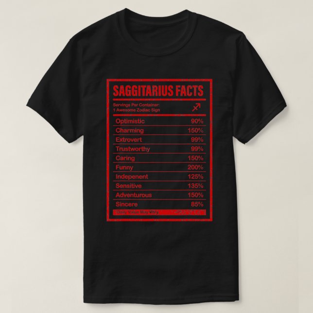 Sagittarius Facts Apparel For Men Women Funny Zodi T Shirt (Design framsida)