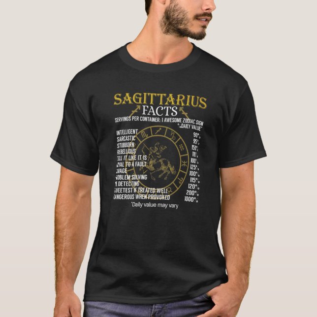 Sagittarius Facts Zodiac-tecken T Shirt (Framsida)
