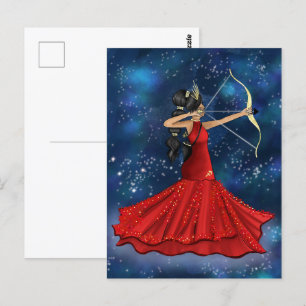 Sagittarius Female Goddess Mode Illustration Vykort