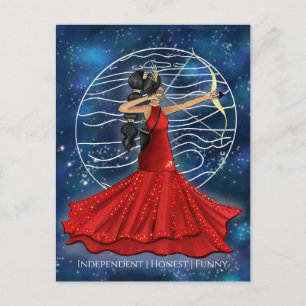 Sagittarius Female guddess med Jupiter Planet Vykort