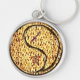 Sagittarius & Fire Tiger Rund Silverfärgad Nyckelring