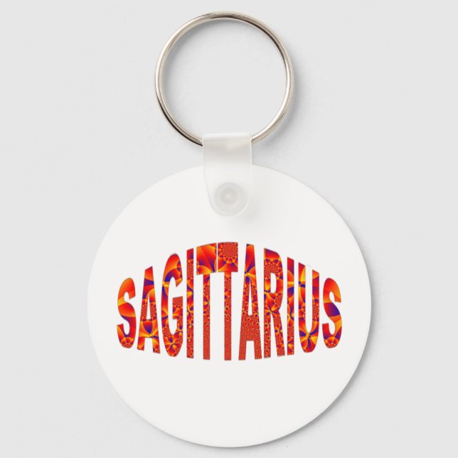 Sagittarius - Firey Orange Gult Blue Nyckelring (Framsida)