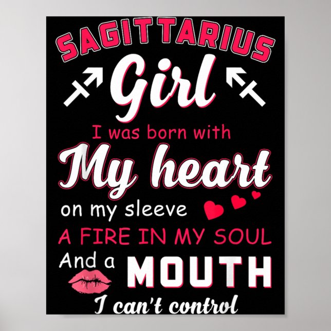 Sagittarius Flicka Roligt Citat Med Zodiakens Teck Poster (Framsidan)