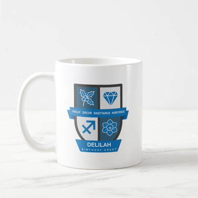 Sagittarius Födelsedagsvapen™ för 1-21 December Mu Kaffemugg (Vänster)