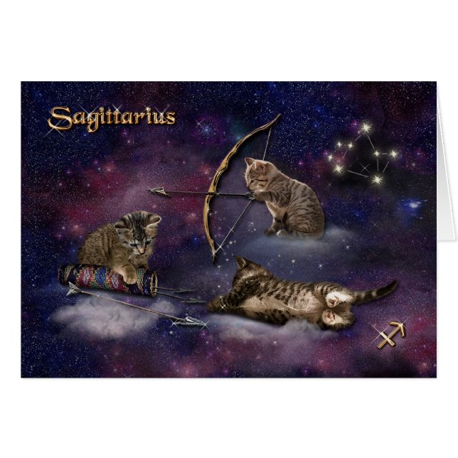 Sagittarius for Cat Lovers Hälsningskort (Framsidan Horizontal)