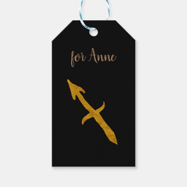 Sagittarius Golden Anpassningsbar Astrologitecken Presentetikett (Framsidan)